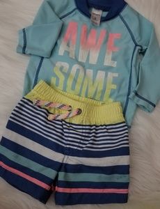 Baby boys size 6 months swim trunks and SPF shirt